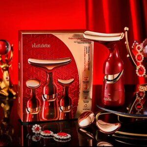 Face/Neck/Eye 3 body in one Micro lifting Firming Vibrating Face Massager RED
